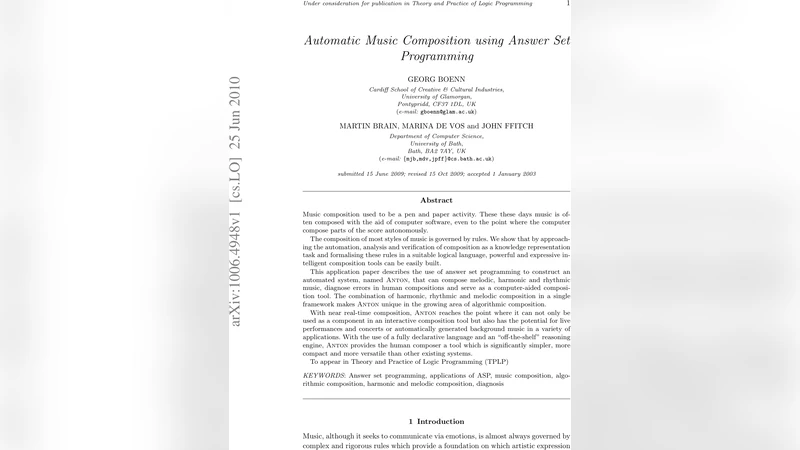 답변 집합 프로그래밍을 활용한 자동 음악 작곡