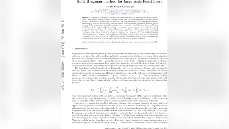 대규모 퓨전 라쏘를 위한 스플릿 베르그만 알고리즘