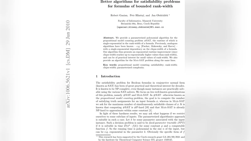 랭크폭 기반 만족도 문제를 위한 효율적인 새로운 알고리즘