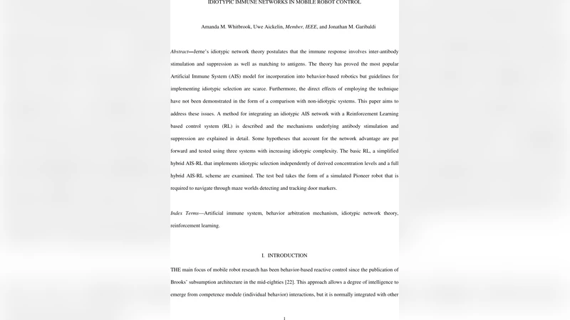 모바일 로봇 제어를 위한 이디오타입 면역 네트워크와 강화학습 통합