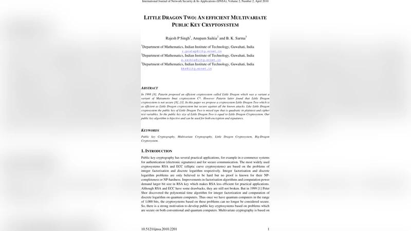 효율적인 다변량 공개키 암호 Little Dragon Two