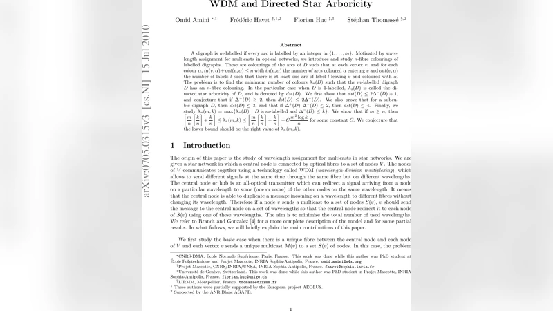 다중파장 할당과 방향성 별 아라보시티: 광네트워크를 위한 새로운 색칠 이론