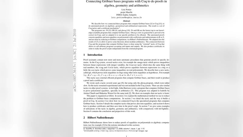 Coq와 Gröbner 기반 자동 증명 시스템