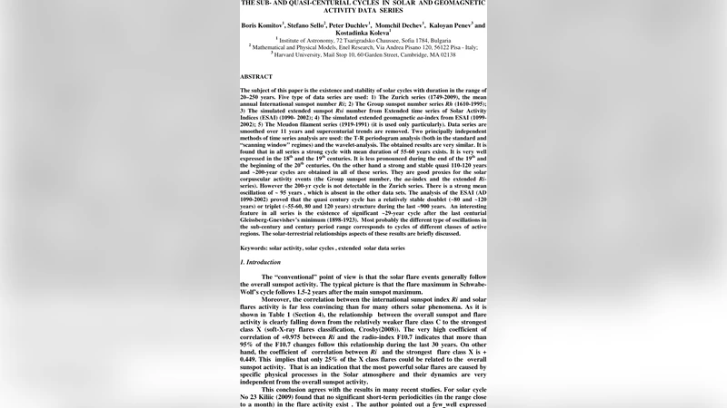 태양 및 지자기 데이터에서 20~250년 주기의 존재와 안정성