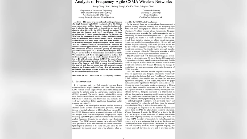주파수 민첩 CSMA 무선망 성능 분석