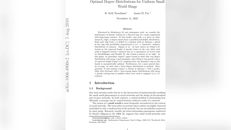 균등 소월드 링의 최적 차수 분포