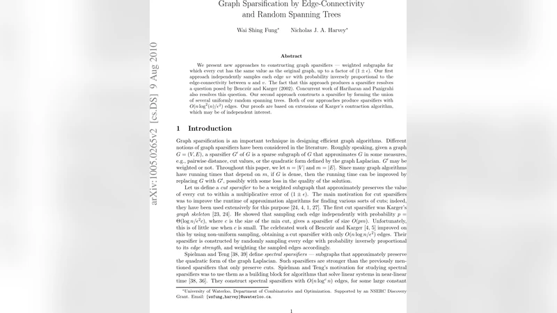 연결도와 무작위 스패닝 트리로 만드는 그래프 희소화