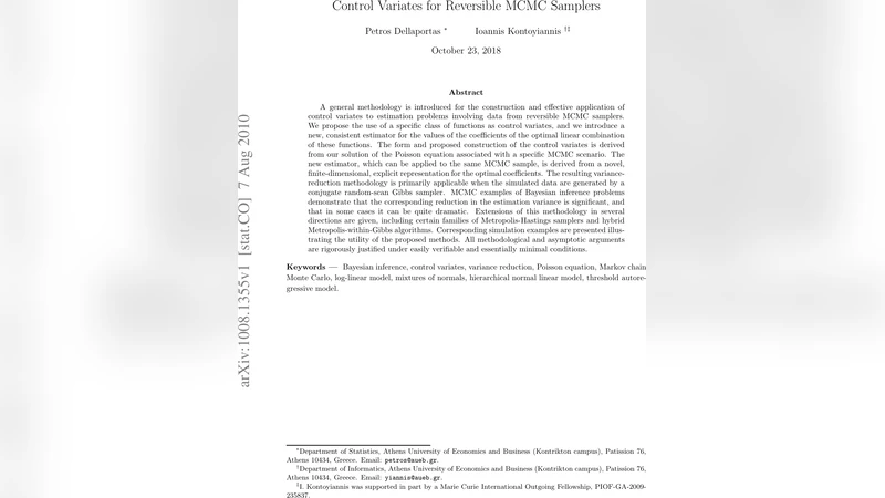 리버시블 MCMC 샘플러를 위한 제어변수 기법