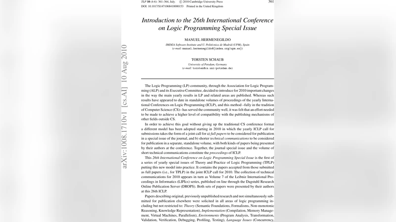 제26회 국제 논리 프로그래밍 회의 특집호 소개