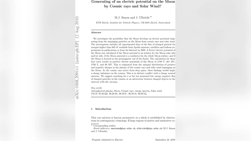 달 표면 전위 생성 메커니즘에 대한 우주선·태양풍 입자 흐름 분석