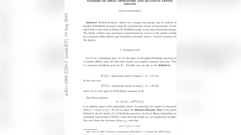 디랙 연산자 가족과 양자 아핀 군
