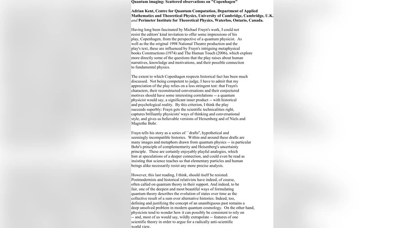 양자 물리와 연극 ‘코펜하겐’의 교차점