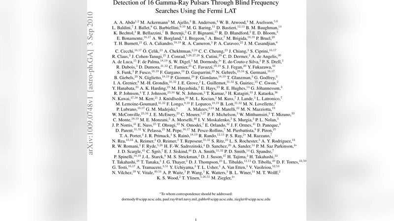 Fermi LAT가 밝힌 16개의 감마선 펄서 눈에 보이지 않던 별들의 새 발견