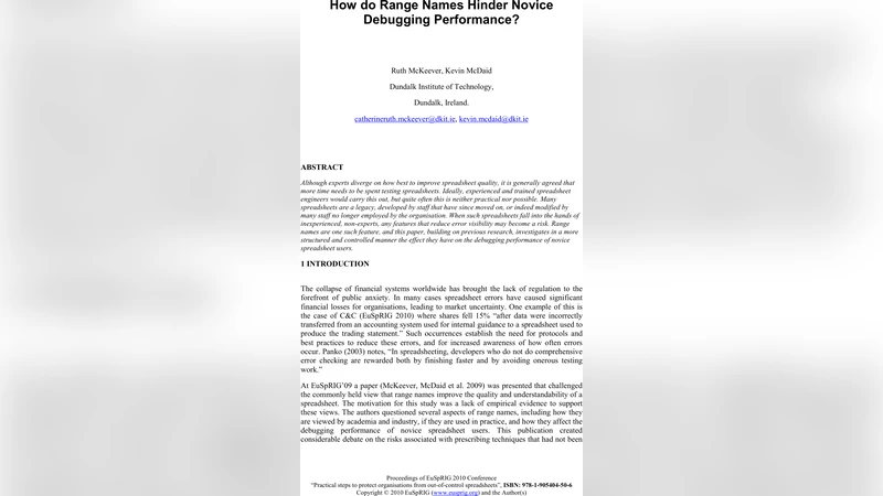 범위 이름이 초보자 스프레드시트 디버깅을 방해하는 이유