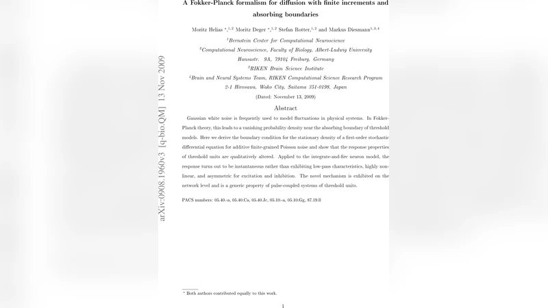 유한증분 포아송 잡음과 흡수 경계에 대한 새로운 포크플 플랑크 접근법