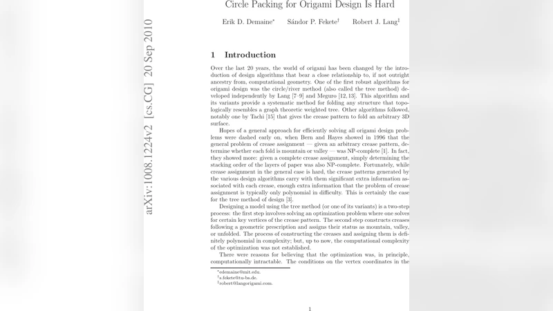 원 포장 문제, 종이접기 설계의 난제