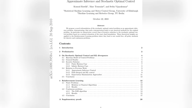 확률 최적 제어와 근사 추론의 새로운 연결
