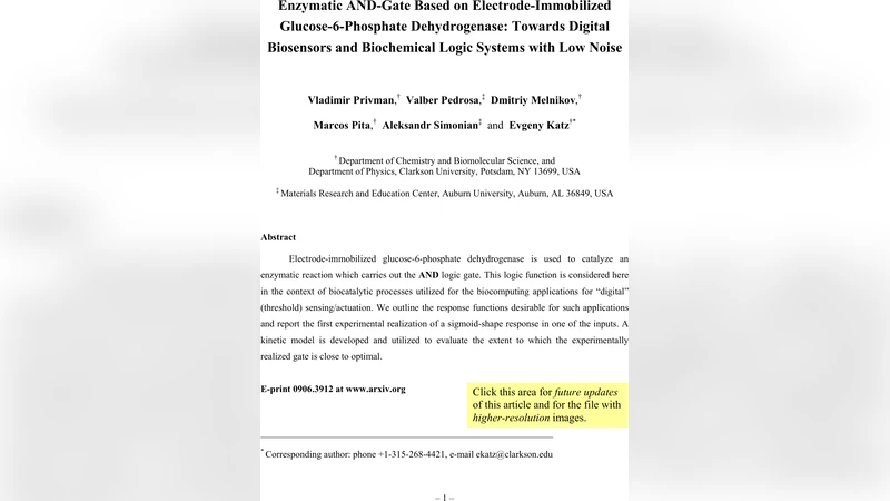 전극 고정화 포도당 6 인산 탈수소효소 기반 AND 게이트