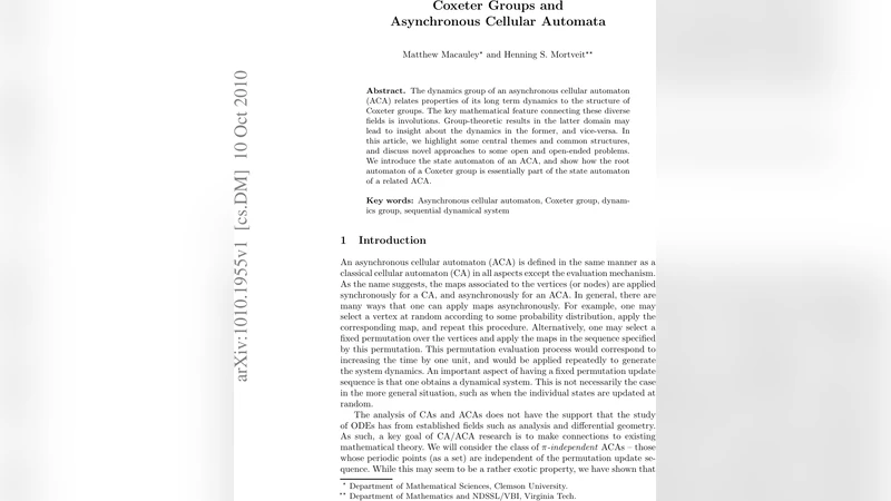 비동기 셀룰러 오토마타와 코시터 군의 교차점