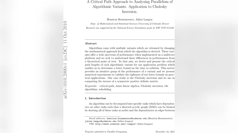 알고리즘 변형의 병렬성 분석을 위한 임계경로 접근법