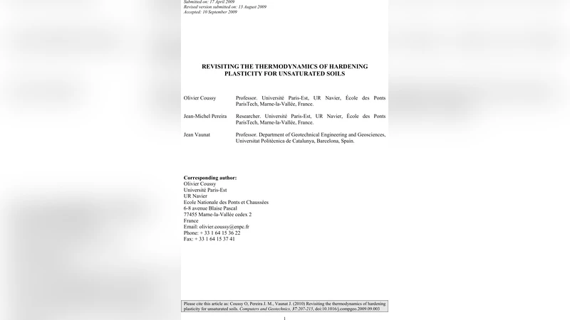 불포화 토양 경화 플라스틱성의 열역학 재검토