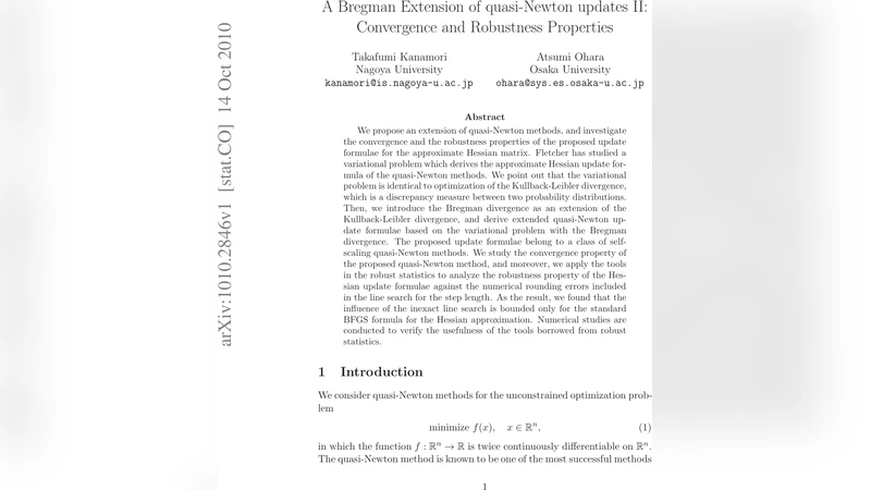 Bregman 발산을 이용한 준 뉴턴 업데이트의 수렴 및 강인성 분석