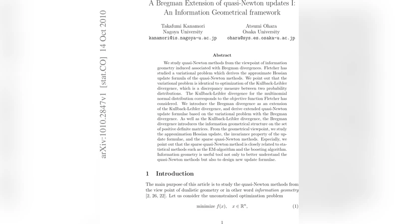 Bregman 발산을 이용한 준‑뉴턴 업데이트의 정보기하학적 확장