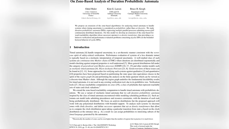 시간 확률 자동자의 구역 기반 분석 혁신