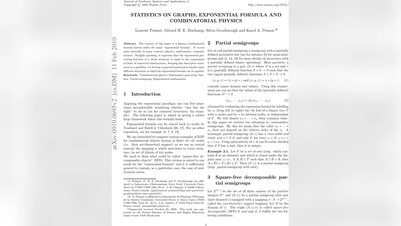 그래프 통계와 지수 공식 및 조합 물리학