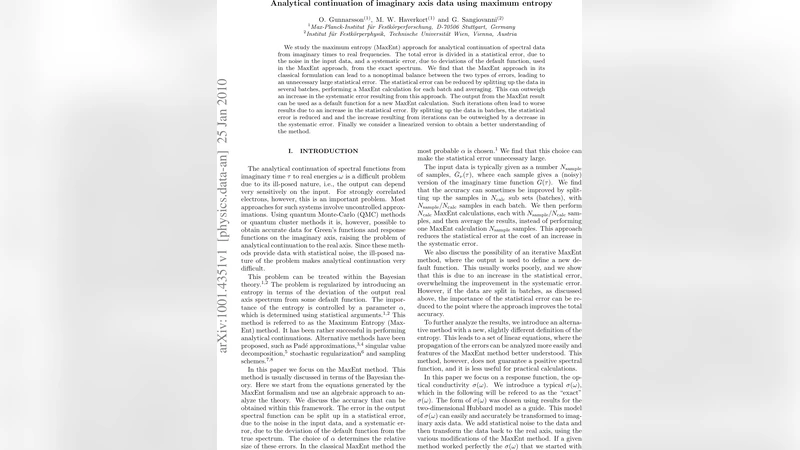 최대엔트로피를 이용한 허수축 데이터의 실축 복원: 오류 최소화를 위한 배치와 반복 전략