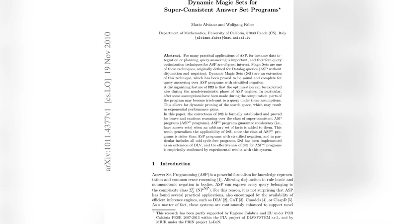 동적 매직셋을 이용한 초일관 ASP 프로그램 최적화