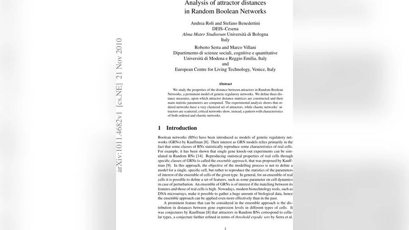무작위 불리언 네트워크에서 어트랙터 거리의 구조적 특성 분석