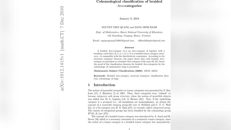 브레이디드 Ann‑범주의 코호몰로지 분류