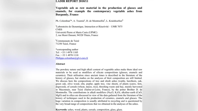 채소 재를 이용한 유리·에나멜 원료 연구: 부르고뉴 지역 사례