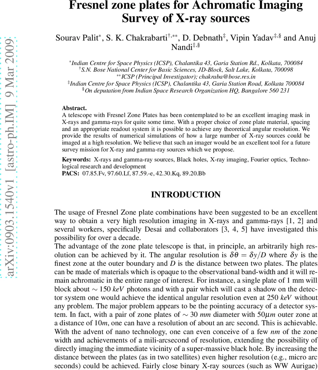 프레넬 존 플레이트로 구현하는 무색조 X선 고해상도 조사