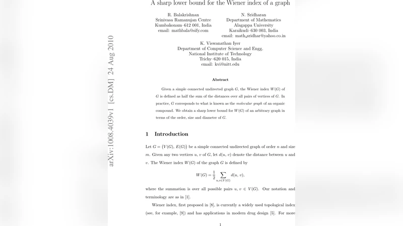 그래프의 와이너 지수에 대한 엄격한 하한