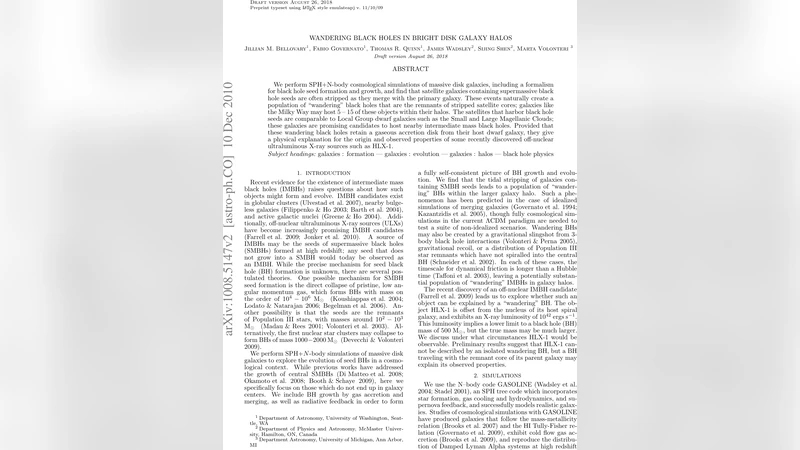 밝은 원반 은하 광역에 떠다니는 블랙홀