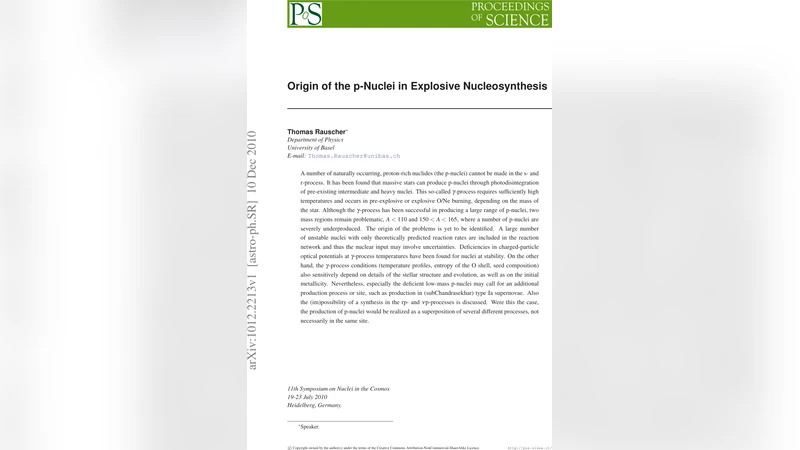 폭발성 핵합성에서 p핵의 기원