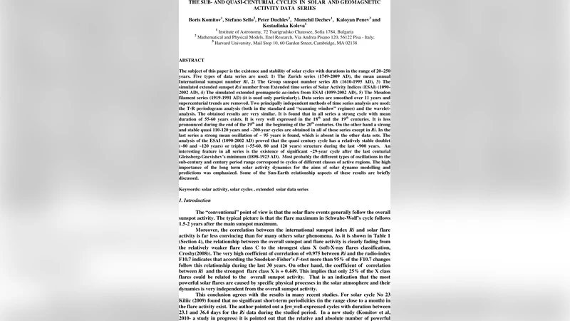 태양·지구 자기활동의 20~250년 초·준세기 주기 탐구