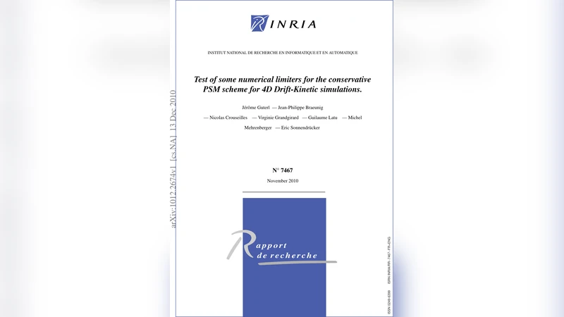 드리프트키네틱 시뮬레이션을 위한 보존 PSM 스키마 수치 제한기 테스트