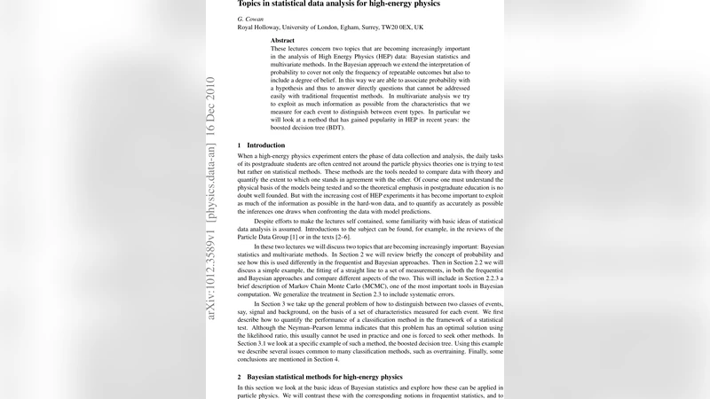 고에너지 물리학 데이터 분석의 최신 통계 기법