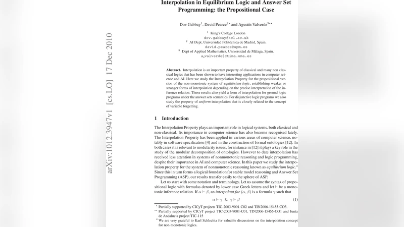 평형 논리와 답변 집합 프로그래밍의 보간성 연구