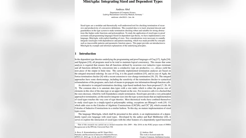 크기와 의존 타입을 결합한 MiniAgda
