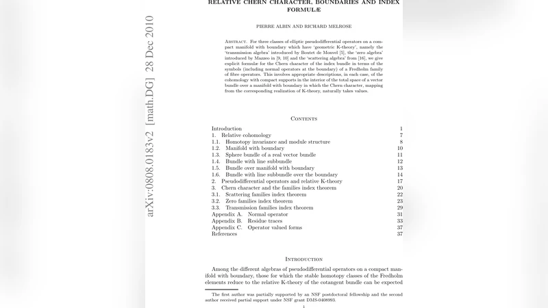 경계 위의 상대 체른 특성 및 지수 공식