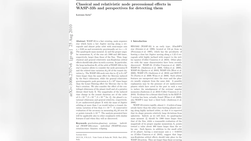 WASP 33b의 고전 및 상대론적 궤도 전진 효과와 탐지 전망