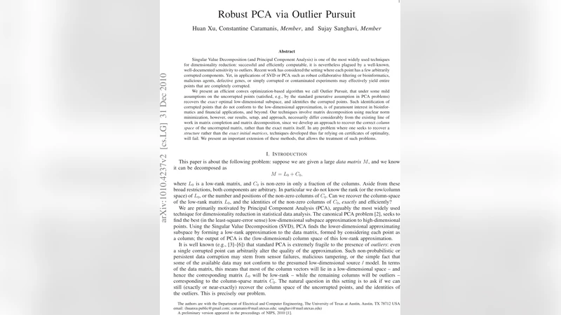 아웃라이어 추적을 통한 강인한 주성분 분석