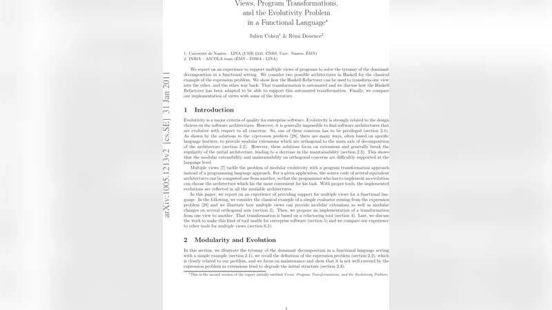 다중 뷰와 프로그램 변환을 통한 함수형 언어 진화 문제 해결