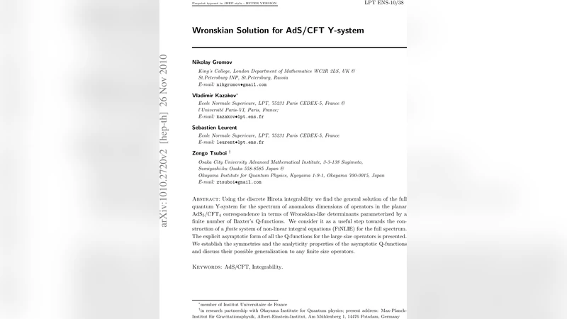 아드S/씨FT Y 시스템의 와rons키안 해법
