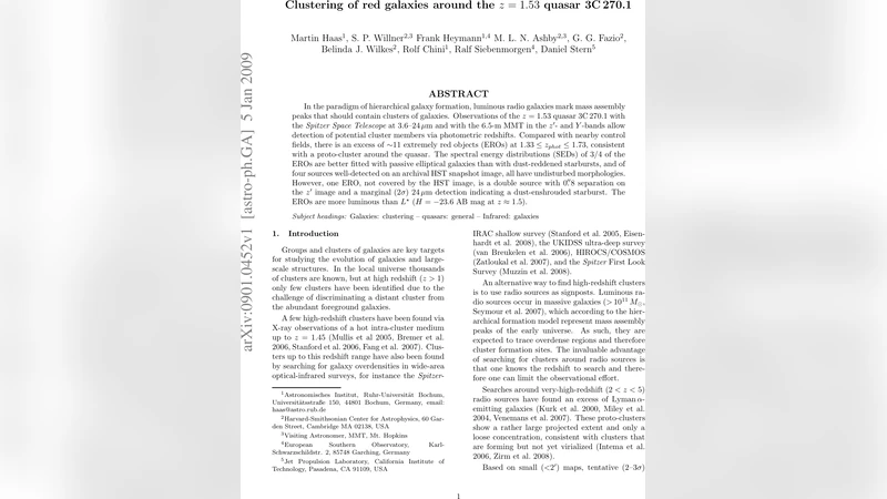 z 1.53 퀘이사 3C270.1 주변 적색 은하들의 클러스터링