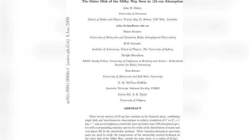 외곽 은하 원반의 21cm 흡광으로 본 중성수소 온도 분포